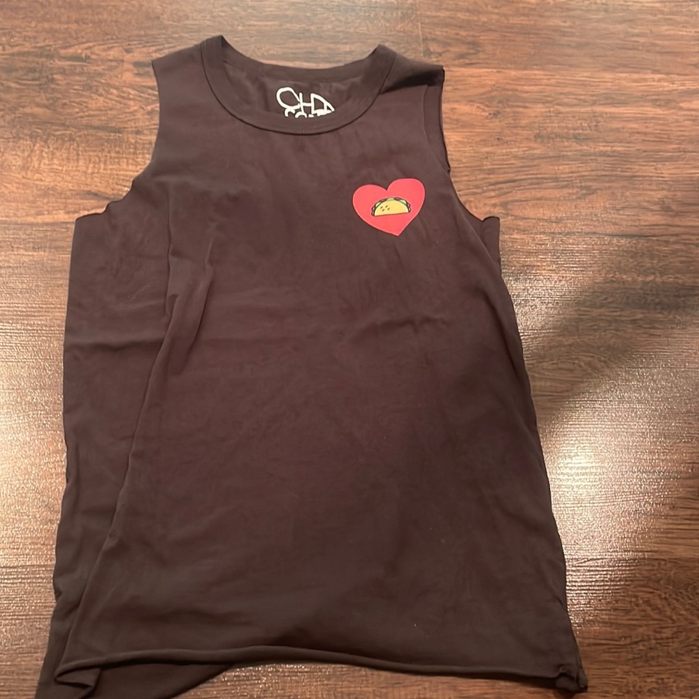 Chaser brand heart taco sleeveless tee XS